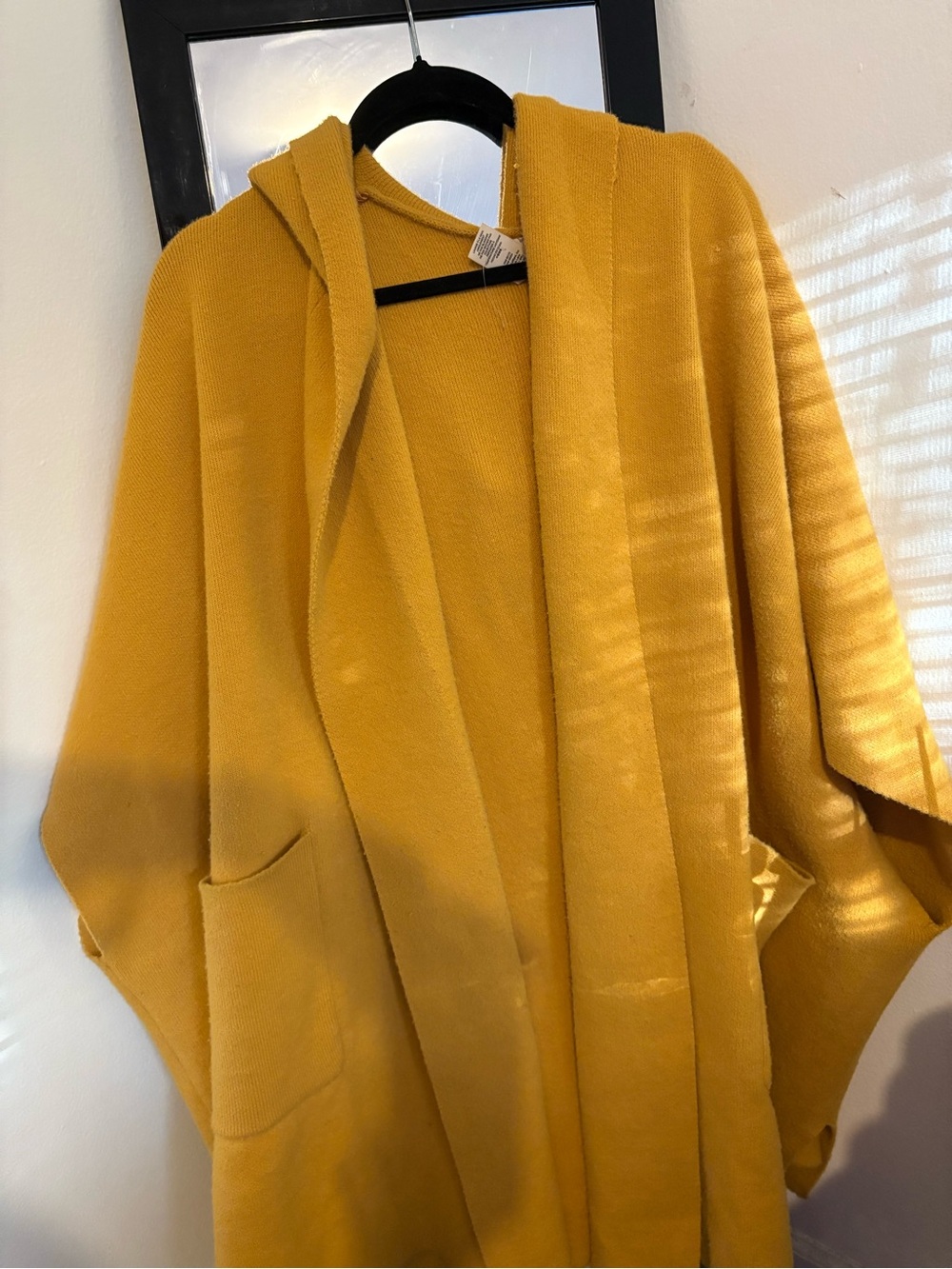 Free People Women’s Hooded Open Cardigan Coatigan in Mustard Yellow